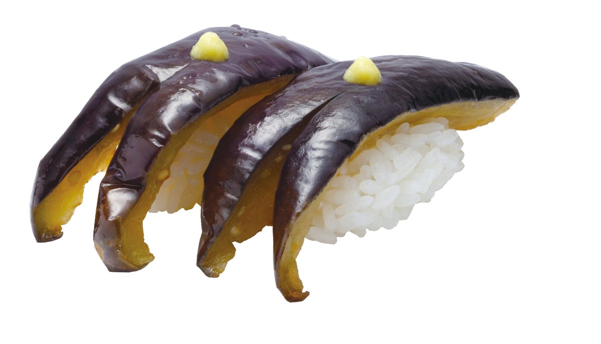 Eggplant Agebitashi Nigiri — ¥160 (tax included ¥176)