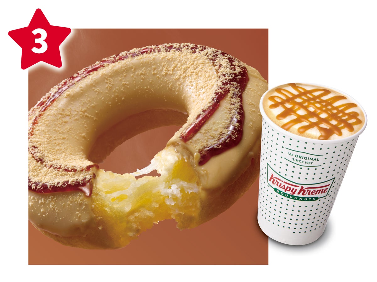Kome-Dough Black Honey Kinako and Caramel Latte: Enjoy the toasty aroma of caramel and kinako, along with the rich sweetness of vanilla and black honey.