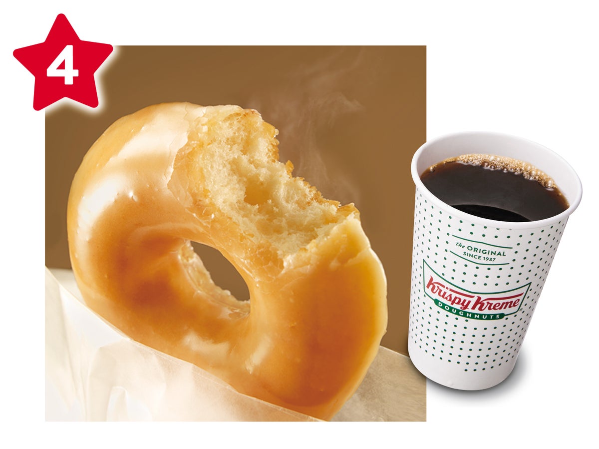 Original Glazed and House Blend: The House Blend, designed to complement the donut, has a robust flavor that balances the sweetness of the glaze, making it a classic pairing loved worldwide.