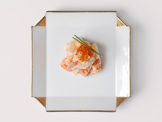 Shinshu salmon and turnip dressed with sake lees