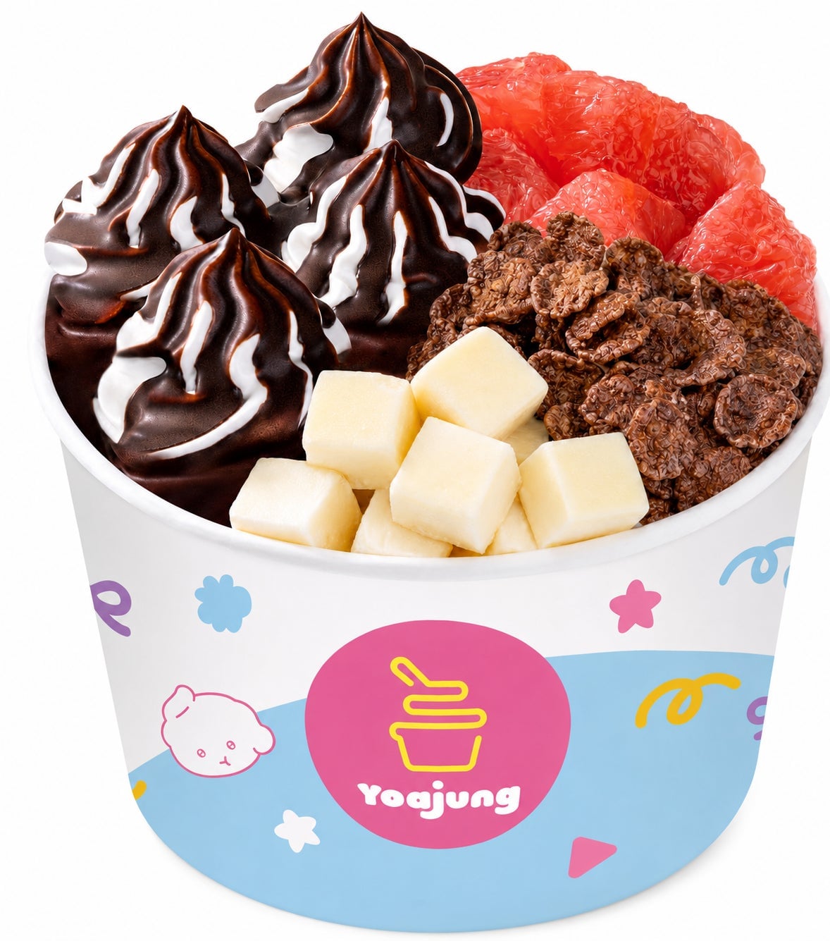 YOAJUNG Youngjun PICK combines Paris Choco and dark cornflakes with grapefruit, cube cheese, and honey for a sweet and refreshing dish.