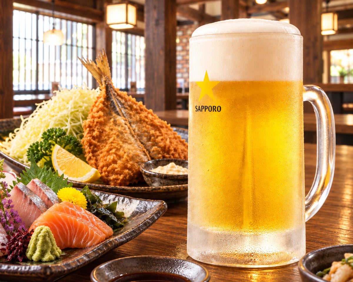 To celebrate the renewal, all draft Sapporo beer (medium) is just ¥10 per glass from September 29 to October 1, 2026, with a regular price of ¥380 (tax included).