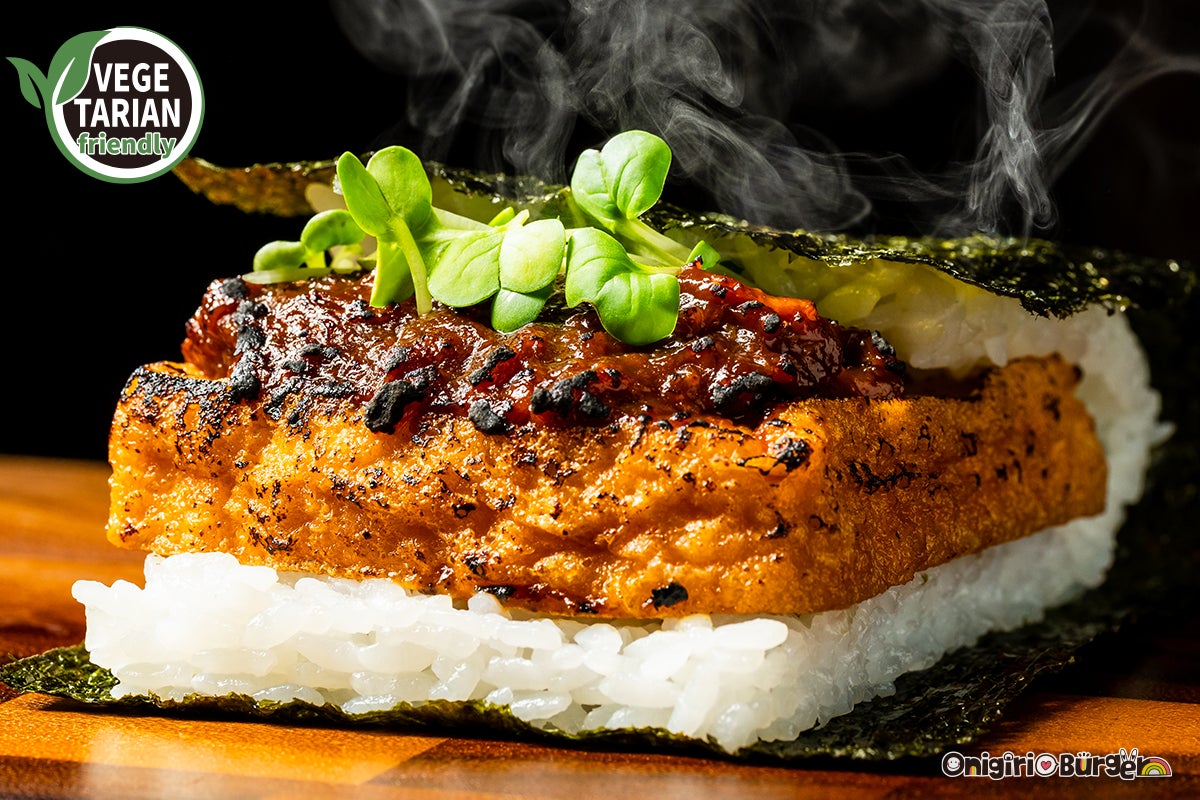 Vegetarian-friendly Soy Meat Miso Atsuage Onigiri Burger
