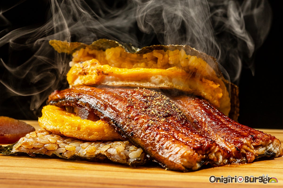 Double Egg Grilled Eel Onigiri Burger