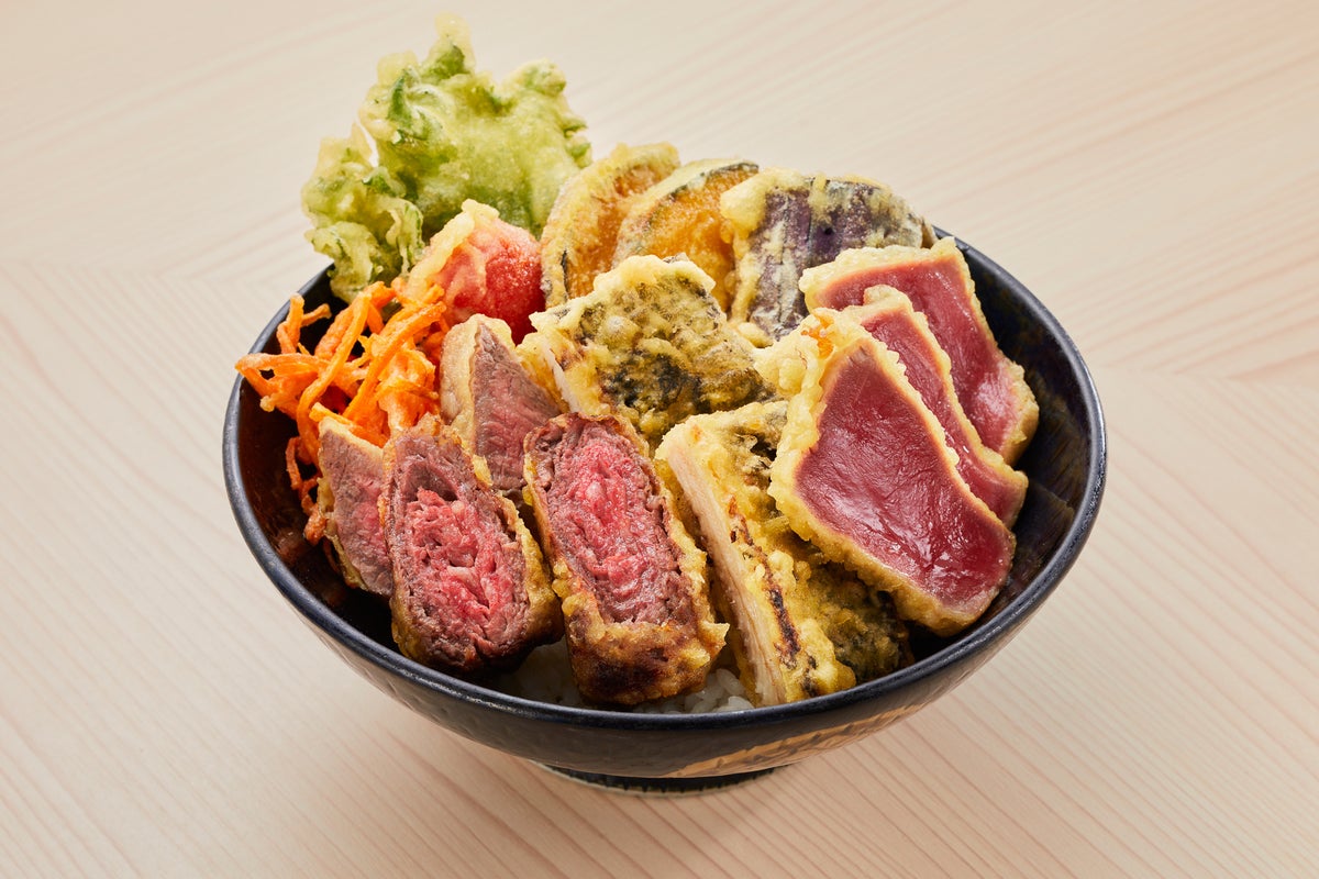 Ginza Sanyoshi Limited Rare Tempura Donburi with eel, Wagyu, and bluefin tuna