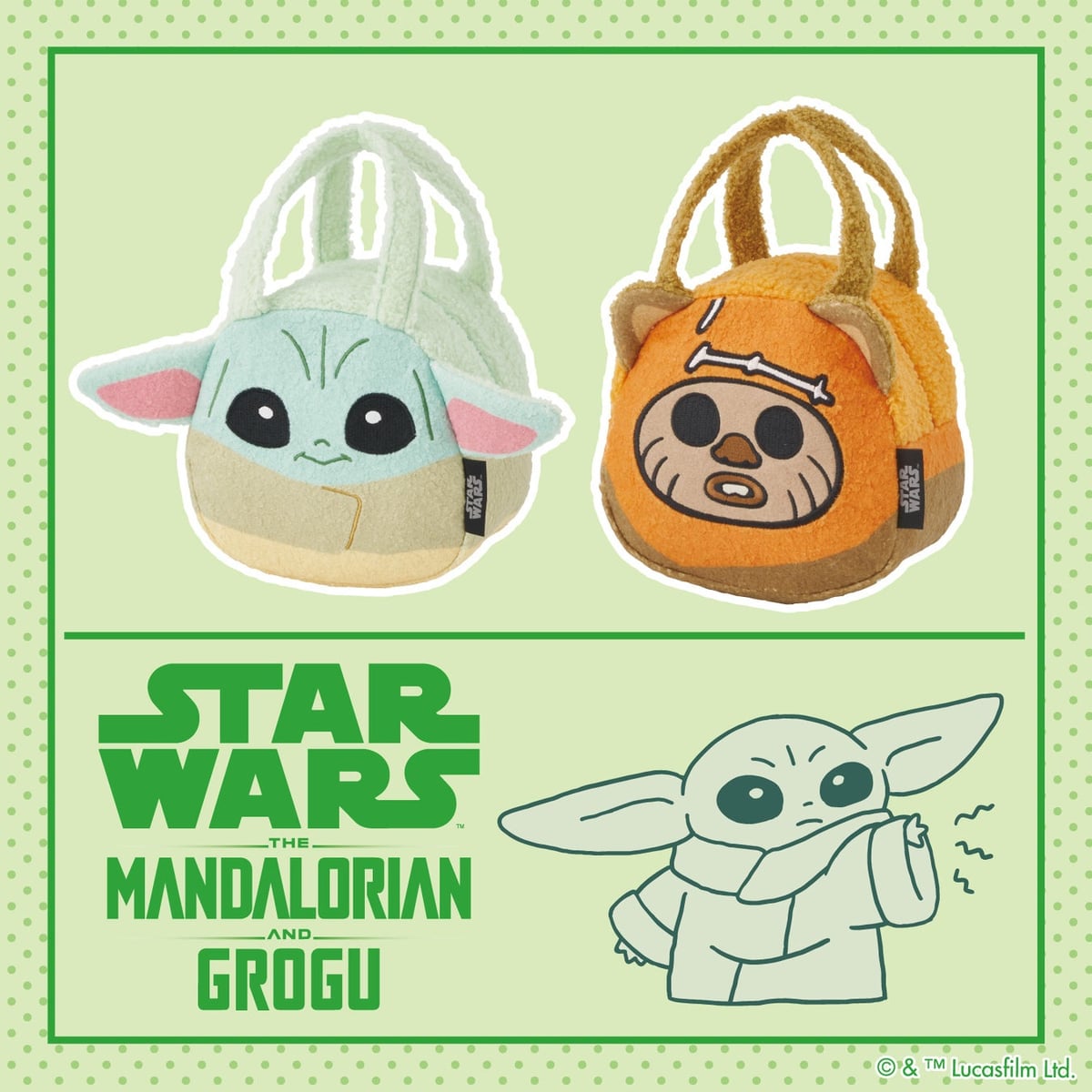 Skater Launches Star Wars Mandalorian Die-Cut Lunch Bags Featuring Grogu and Wicket at 3,300 Yen September 3