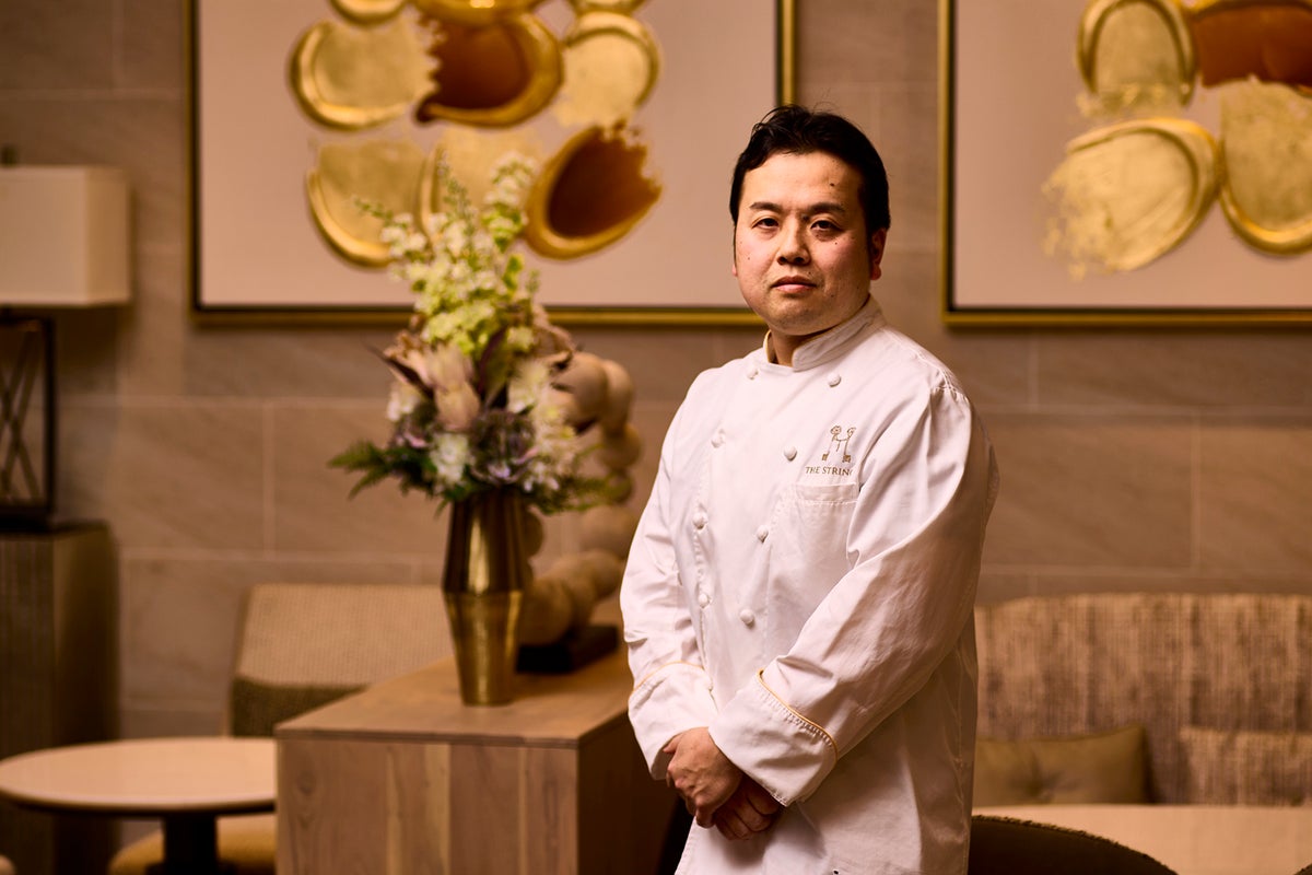 Head Pastry Chef Yuji Takahashi at The Strings Omotesando. Since childhood, he loved making things and entered the endless world of sweets. After graduating from culinary school, he spent five years learning bread and pastry basics at The Capitol Hotel Tokyu's bakery. He then worked as a junior sous chef at The Ritz-Carlton Tokyo. In May 2017, he became the head pastry chef at The Strings Omotesando, focusing on seasonal ingredients, form, silhouette, and carefully selecting tableware to create entertaining sweets everyone can enjoy.