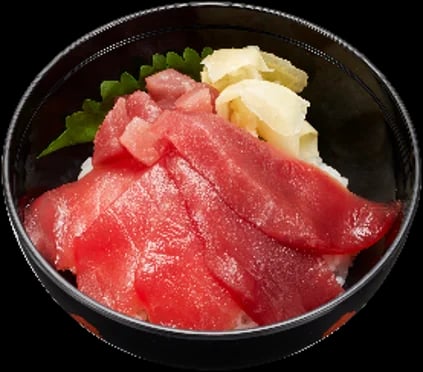 Otsukuri and a small rice bowl called 'Gohoubi Kodon' from Kappa Sushi, introduced as a portion-sized item you can enjoy with sushi. The first edition, 'Sea Urchin and Salmon Roe Small Rice Bowl,' was popular for its easy addition to regular meals, allowing customers to enjoy an extra dish. Due to its success, the second edition features tuna, a favorite across generations, with a combination of rich Minami maguro's premium red meat and the refined flavor of Kihada maguro. This small rice bowl allows you to compare the different flavors of two types of tuna.
