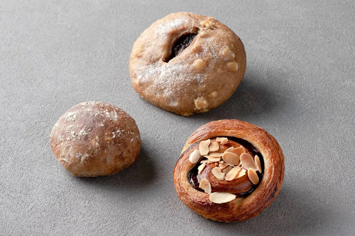 Left: Kito Yuzu and Cream Cheese Loaf Top: Coffee and Anko Boul Right: Espresso Coffee Danish