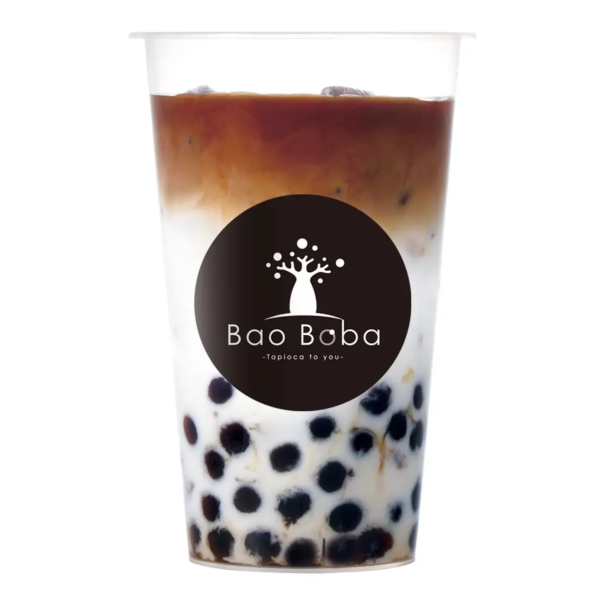 A cafe latte infused with freshly pulled espresso, delivering a balanced bitter-sweet profile with chewy tapioca. Tapioca Café Latte — Regular ¥650 (tax included).