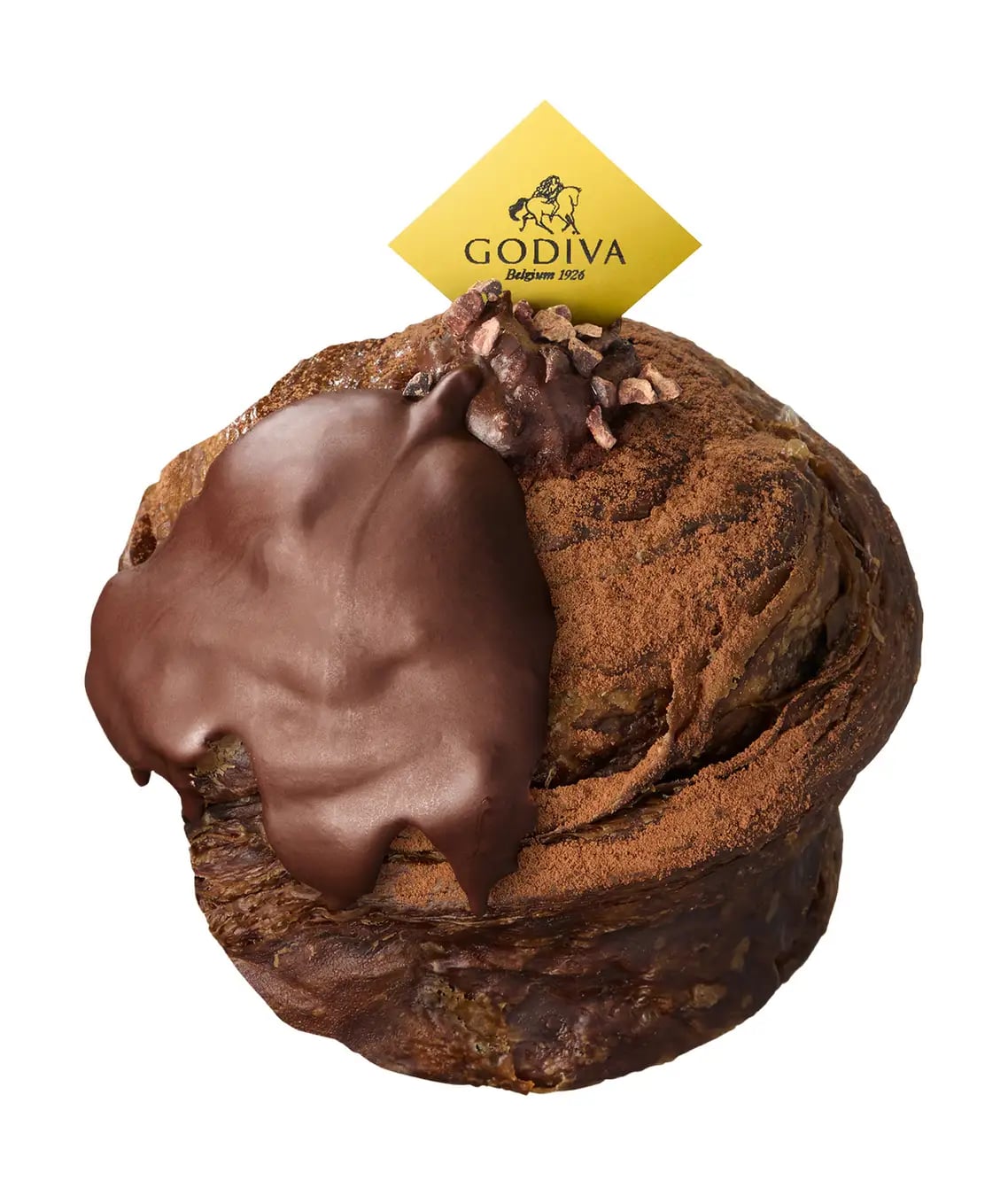 Part of the dough and cream feature Belgian chocolate. A two-texture chocolate cream—crunchy and smooth—creates a fresh, new sensory experience in look and taste. Price: ¥490 (tax included). End of sale date: January 7 (Thu). Available from 12:00. Sales may end or be extended without notice. Prices may vary by store.