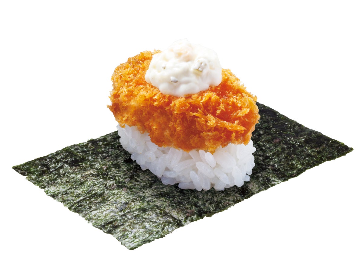 Hiroshima-grown oyster fry sushi roll with tartar sauce ¥100 (tax included ¥110).