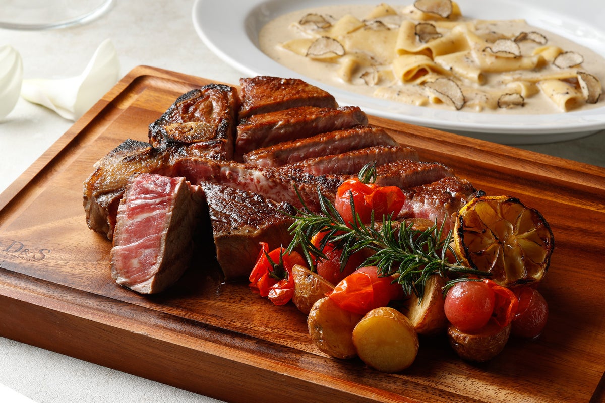 USDA Prime Beef T-Bone Steak.