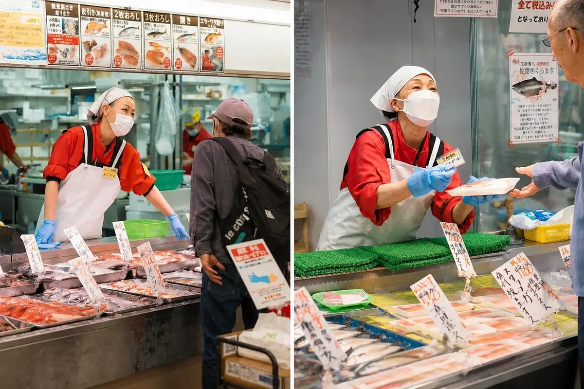 Friendly female staff at the counter