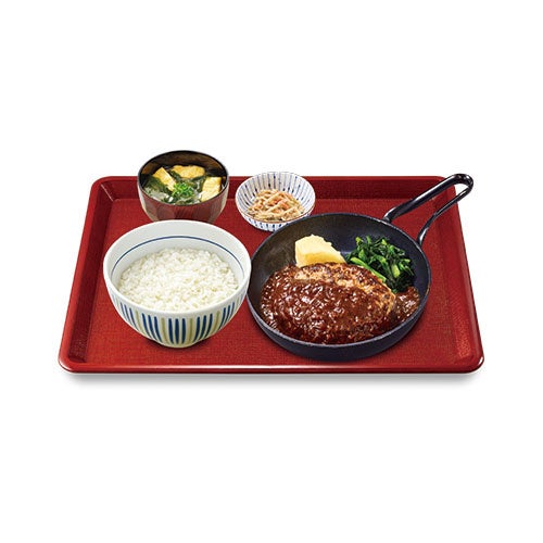 【Product Overview】 Japanese-style Demi Hamburger Steak Set (Small Rice) ¥960 (tax included) / (Regular) ¥980 / (Large Rice) ¥1,010
