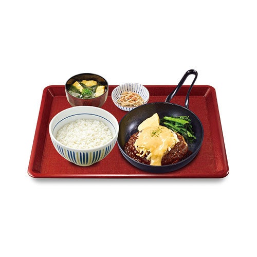 Melty Cheese Japanese-style Demi Hamburger Steak Set (Small Rice) ¥1,160 / (Regular) ¥1,180 / (Large Rice) ¥1,210