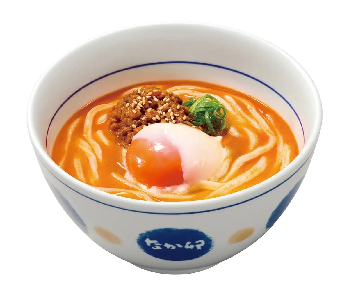 Hot Egg Tantan Udon (small) ¥530 (tax included), (regular) ¥690 (tax included), (large) ¥790 (tax included)