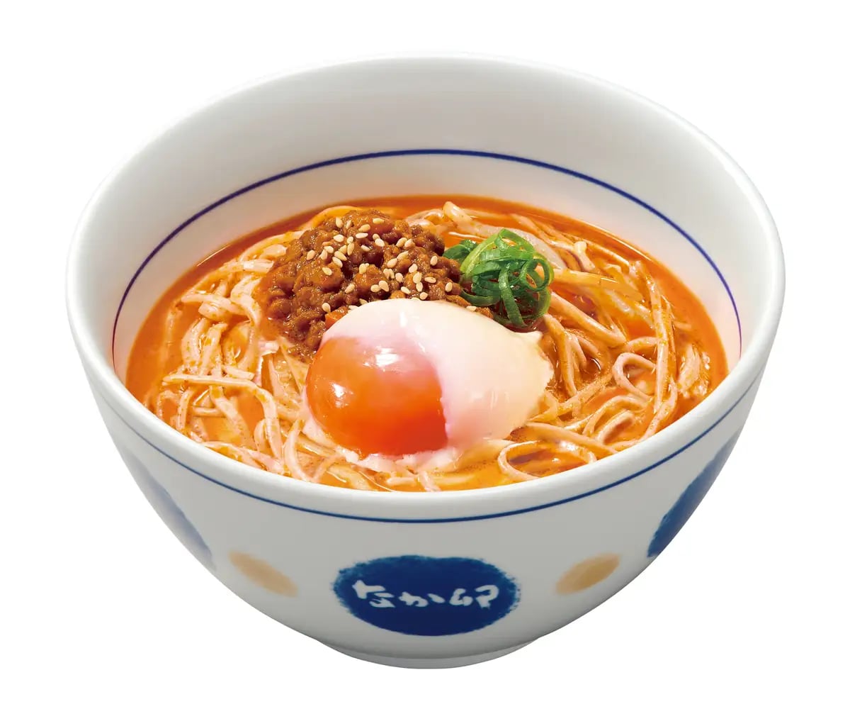 Hot Egg Tantan Soba (small) ¥630 (tax included), (regular) ¥790 (tax included), (large) ¥910 (tax included)