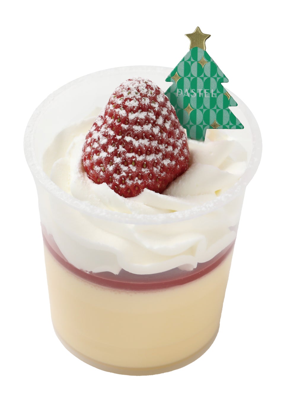 Strawberry Shortcake Pudding ¥600 (tax included): A shortcake-style pudding made with our original rich pudding, topped with tart berry sauce and mellow condensed milk cream, crafted with care by Pastel.