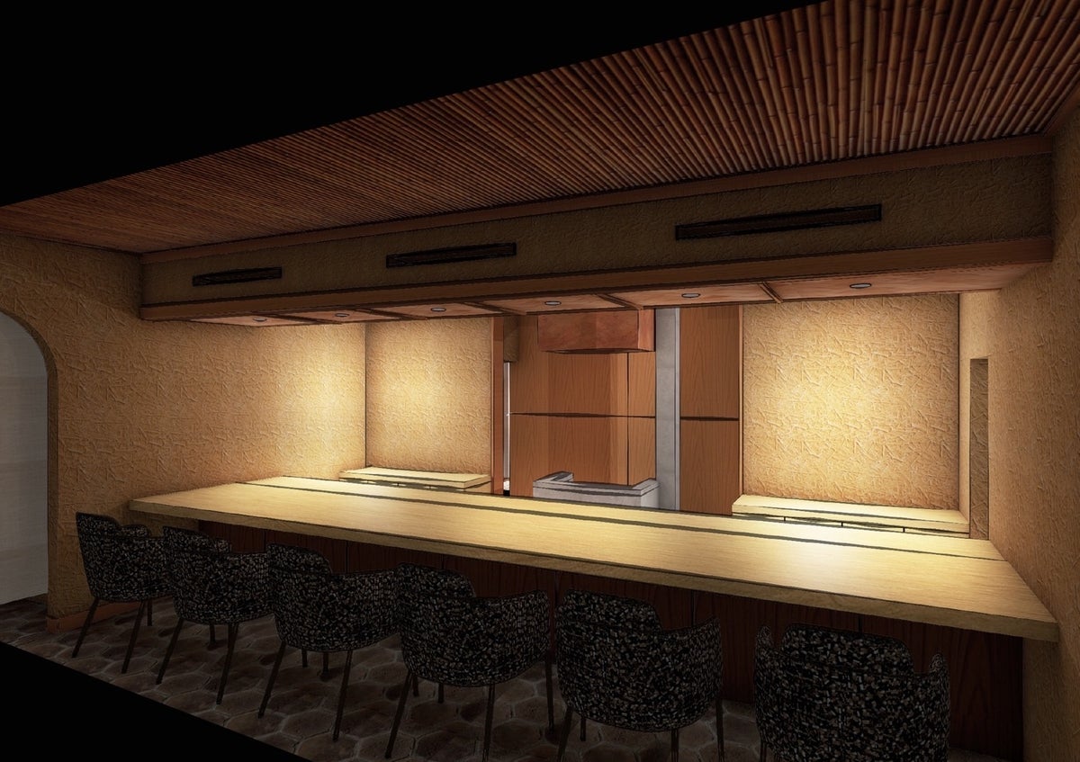 Counter seating with 6 seats (concept image).