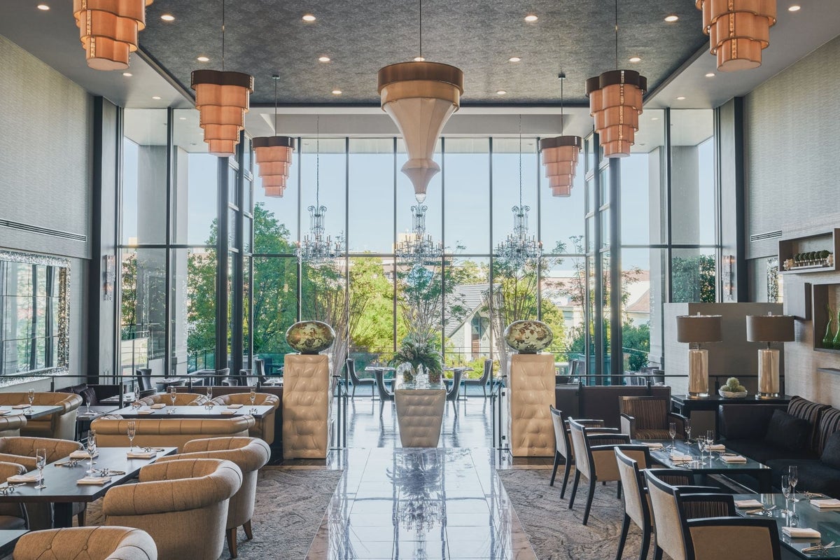 Another interior shot of the restaurant, highlighting its elegant decor.
