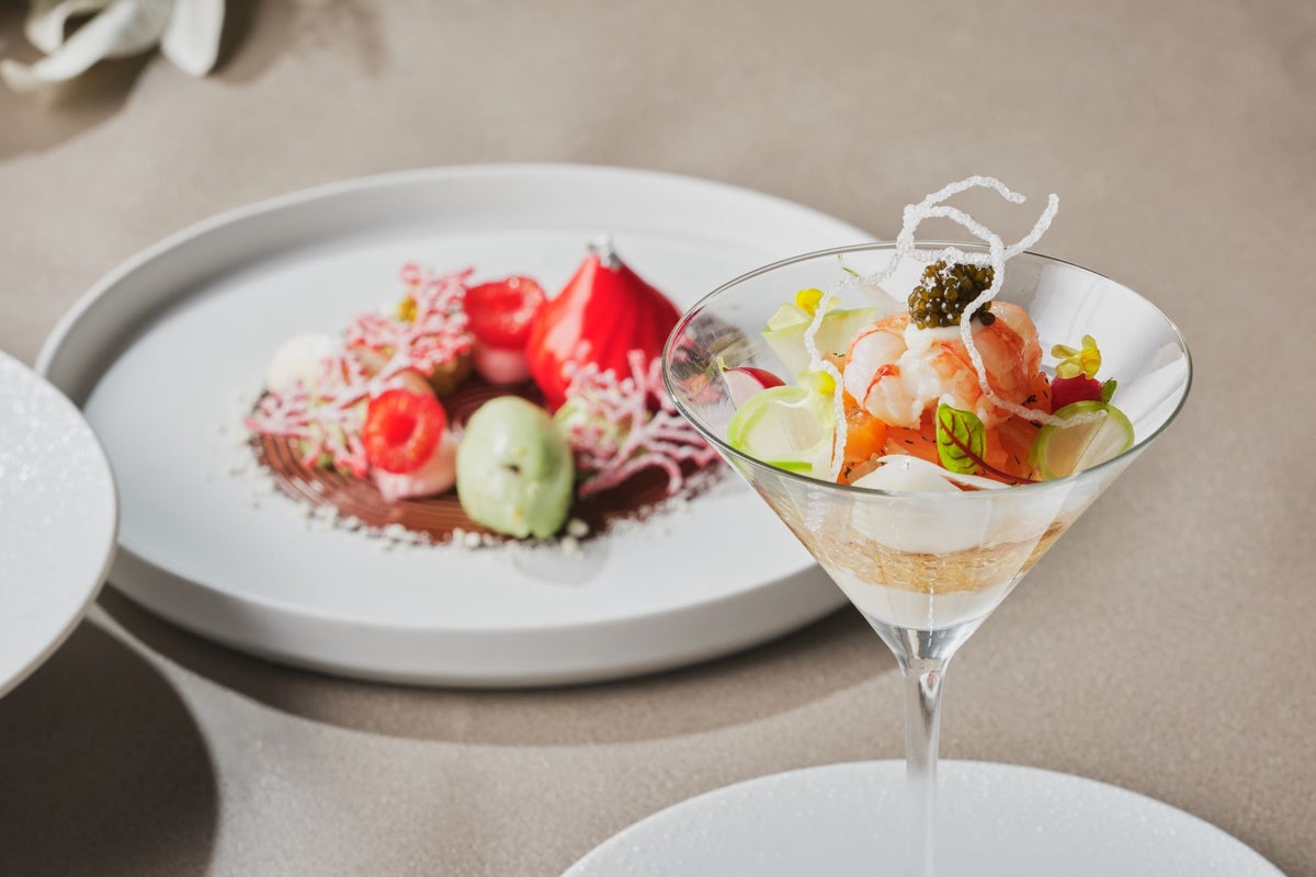 Marinated botan shrimp and Tasmanian salmon tartare