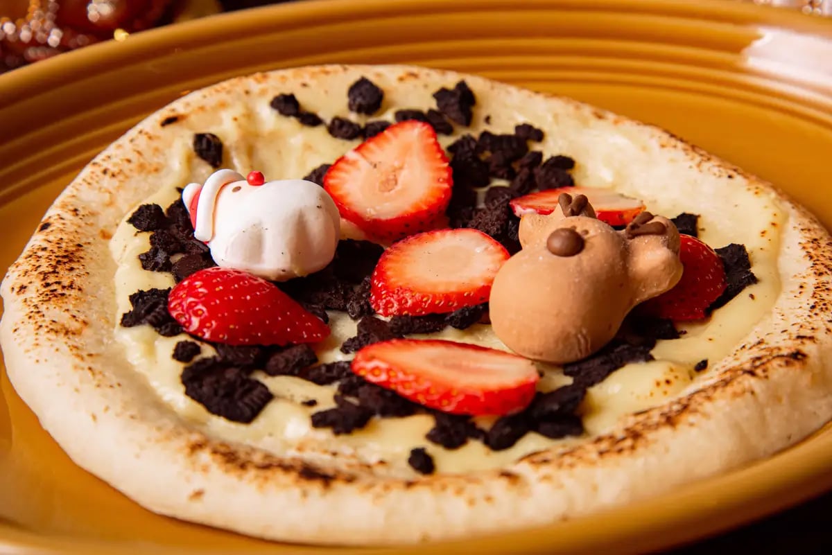 New arrival: Strawberry and Custard Dessert Pizza.