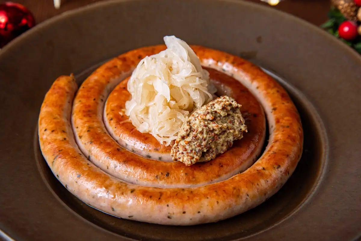 Dizzying spiraled sausages.