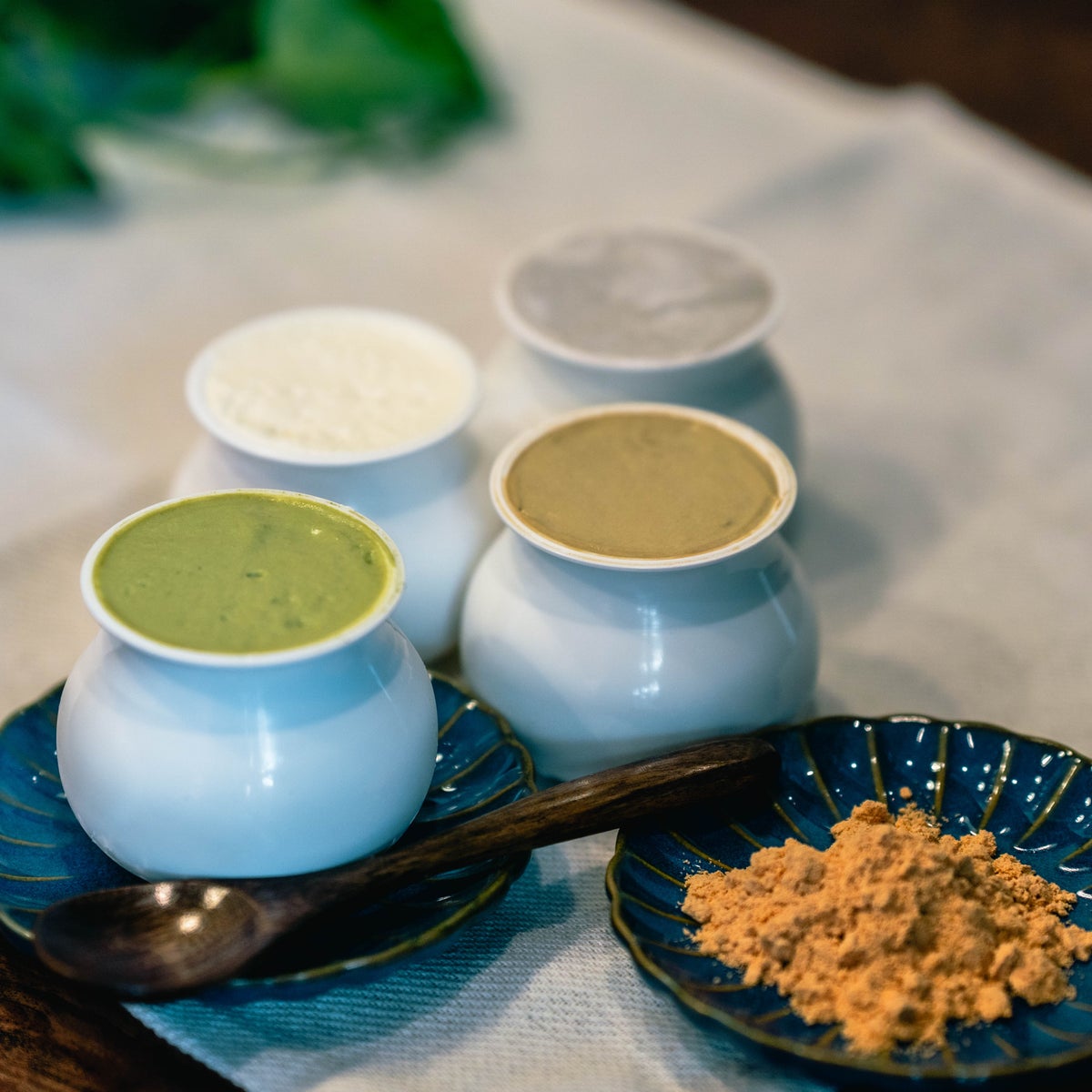 Cream Warabi Mochi (Matcha, Plain, Hojicha, Black Sesame) — ¥1,300 (tax included)