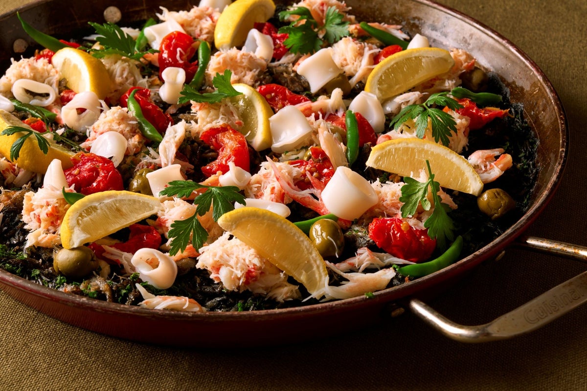 Squid ink and snow crab paella